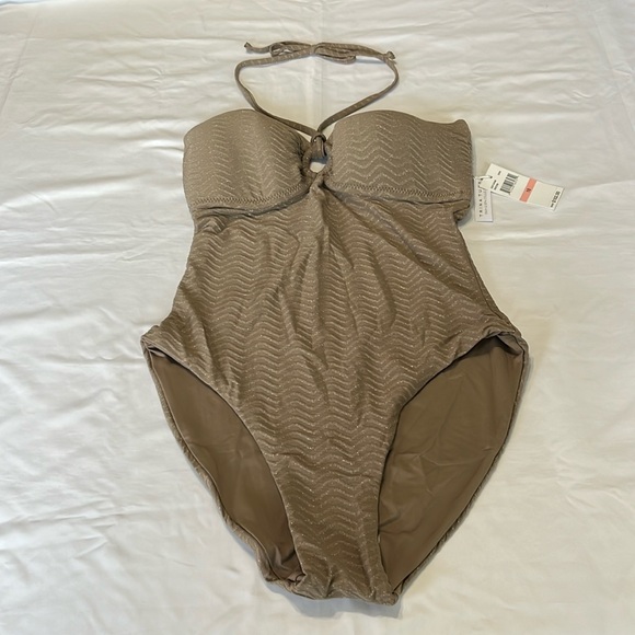 Trina Turk EMPIRE BANDEAU ONE PIECE in Sandstone Shine Size 10 NWT - Picture 5 of 10